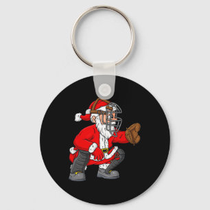 Christmas Santa Claus Baseball Catcher Boys Girls  Key Ring