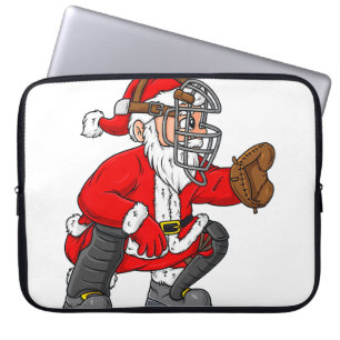 Christmas Santa Claus Baseball Catcher Boys Girls  Laptop Sleeve