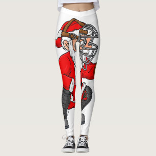 Christmas Santa Claus Baseball Catcher Boys Girls Leggings