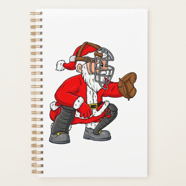 Christmas Santa Claus Baseball Catcher Boys Girls  Planner (Front)