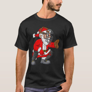 Christmas Santa Claus Baseball Catcher Boys Girls  T-Shirt