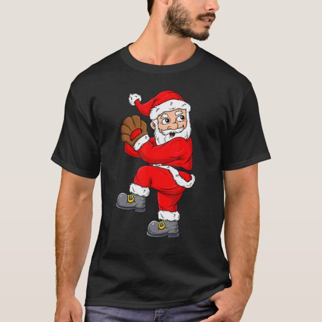 Christmas Santa Claus Baseball Pitcher Boys Kids T T-Shirt (Front)