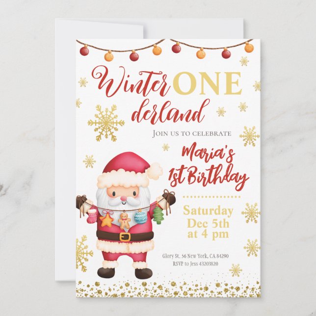 Christmas Santa Claus Birthday Invitation (Front)