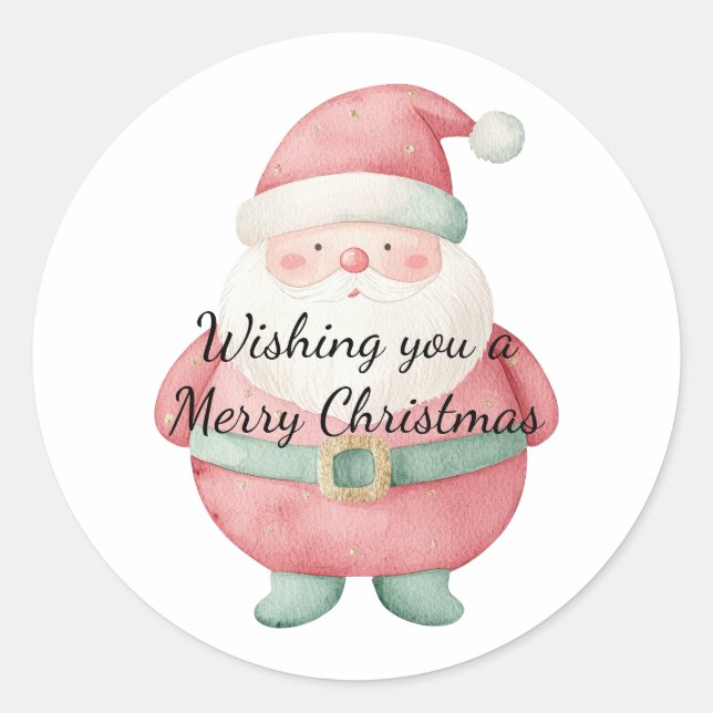 Christmas Santa Claus Classic Round Sticker (Front)