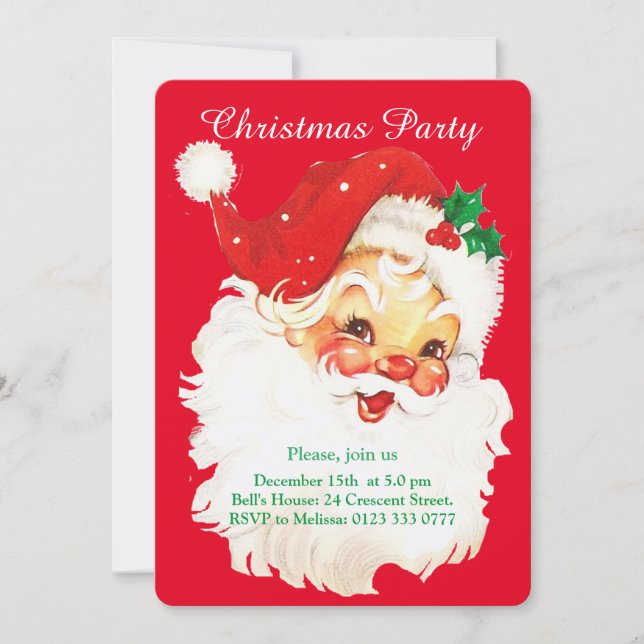 Christmas Santa Claus & Cute Elf Party Invitation (Front)