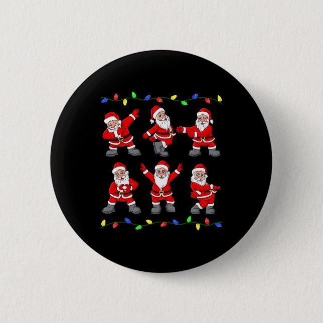 Christmas Santa Claus Dancing Tree Lights Boys Kid 6 Cm Round Badge (Front)