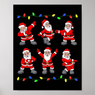 Christmas Santa Claus Dancing Tree Lights Boys Kid Poster