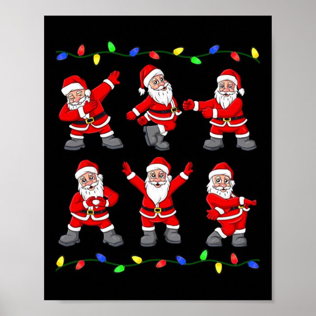 Christmas Santa Claus Dancing Tree Lights Boys Kid Poster (Front)