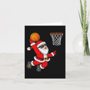 Christmas Santa Claus Dunking A Basketball Boys Ki Card