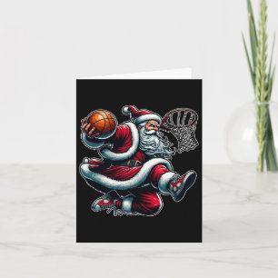 Christmas Santa Claus Dunking A Basketball Boys Ki Card