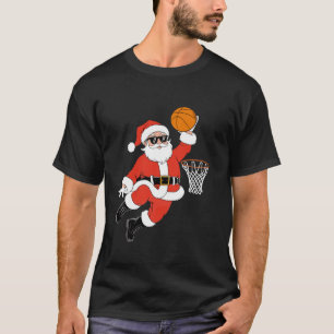 Christmas Santa Claus Dunking A Basketball Boys Ki T-Shirt