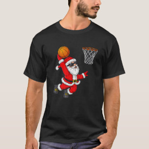Christmas Santa Claus Dunking A Basketball Boys Ki T-Shirt