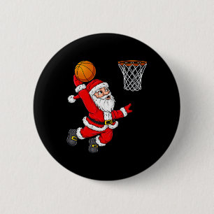 Christmas Santa Claus Dunking A Basketball Fun Xma 6 Cm Round Badge