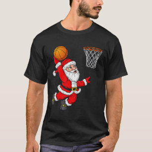 Christmas Santa Claus Dunking A Basketball Fun Xma T-Shirt