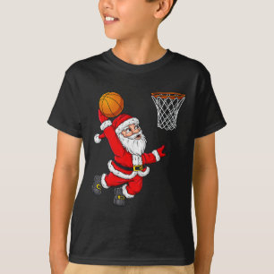 Christmas Santa Claus Dunking A Basketball Fun Xma T-Shirt