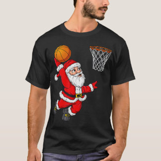 Christmas Santa Claus Dunking A Basketball Funny X T-Shirt