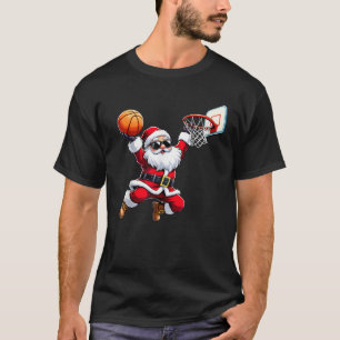 Christmas Santa Claus Dunking A Basketball Mens Bo T-Shirt