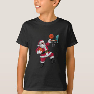 Christmas Santa Claus Dunking A Basketball Xmas T-Shirt