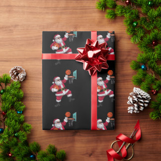 Christmas Santa Claus Dunking A Basketball Xmas Wrapping Paper