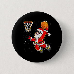 Christmas Santa Claus Dunking A Bysketbyll Xmas Fo 6 Cm Round Badge
