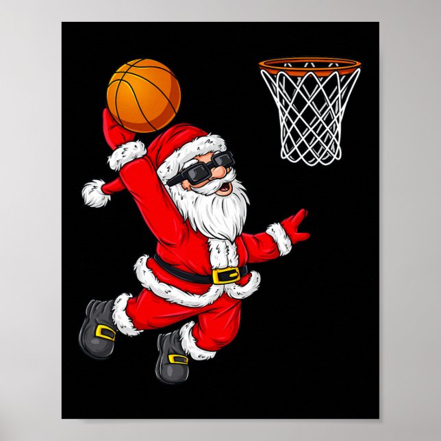 Christmas Santa Claus Dunking A Sketll Boys Kids X Poster (Front)