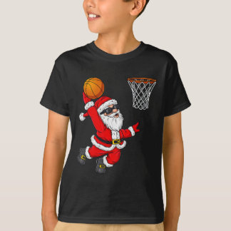 Christmas Santa Claus Dunking A Sketll Boys Kids X T-Shirt