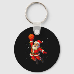 Christmas Santa Claus Dunking Basketball Christmas Key Ring