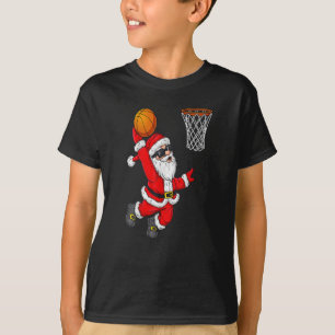 Christmas Santa Claus Dunking Basketball T-Shirt