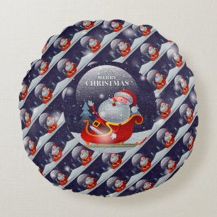 Christmas Santa Claus Elegant Gift Round Cushion