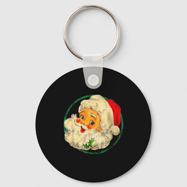 Christmas Santa Claus Face Old Fashioned Pajamas H Key Ring (Front)