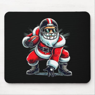 Christmas Santa Claus Football Lineman Quarterback Mouse Pad
