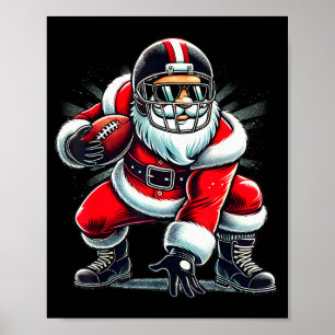 Christmas Santa Claus Football Lineman Quarterback Poster