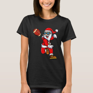 Christmas Santa Claus Football Quarterback Footbal T-Shirt