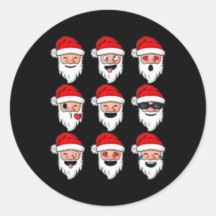 Christmas Santa Claus Fun Faces Boys Girls Kids Xm Classic Round Sticker