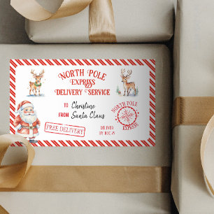 Christmas Santa Claus Gift North Pole Delivery Rectangular Sticker