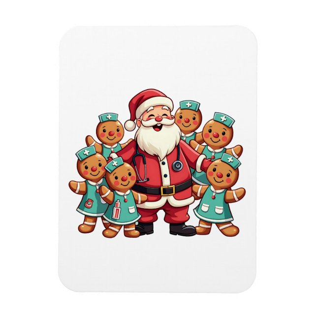Christmas Santa Claus Gingerbread Nurses  Magnet (Vertical)