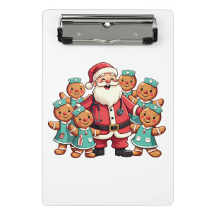 Christmas Santa Claus Gingerbread Nurses Mini Clipboard