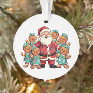 Christmas Santa Claus Gingerbread Nurses Ornament
