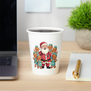 Christmas Santa Claus Gingerbread Nurses  Paper Cups