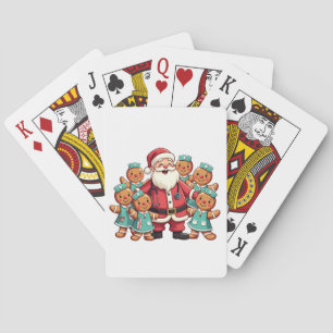 Christmas Santa Claus Gingerbread Nurses Playing Cards