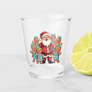 Christmas Santa Claus Gingerbread Nurses Shot Glass