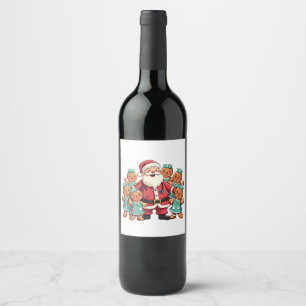 Christmas Santa Claus Gingerbread Nurses Wine Label