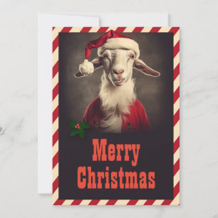 Christmas Santa claus Goat Holiday Card