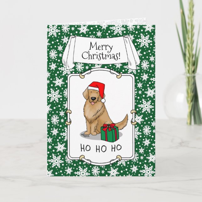 Christmas Santa Claus Golden Retriever Dog Cute Card (Front)