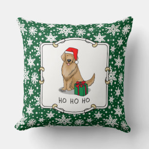 Christmas Santa Claus Golden Retriever Dog Cute Cushion