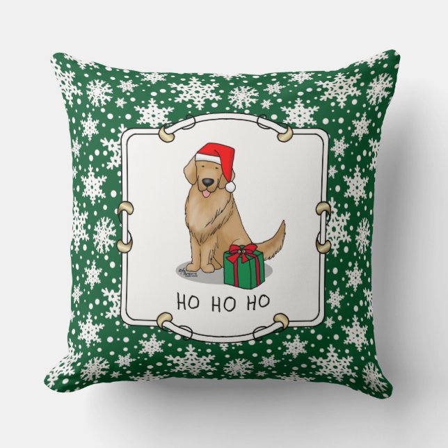 Christmas Santa Claus Golden Retriever Dog Cute Cushion (Front)