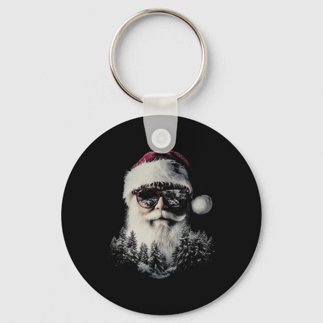Christmas Santa Claus Graphic X-mas Sungles Holida Key Ring (Front)