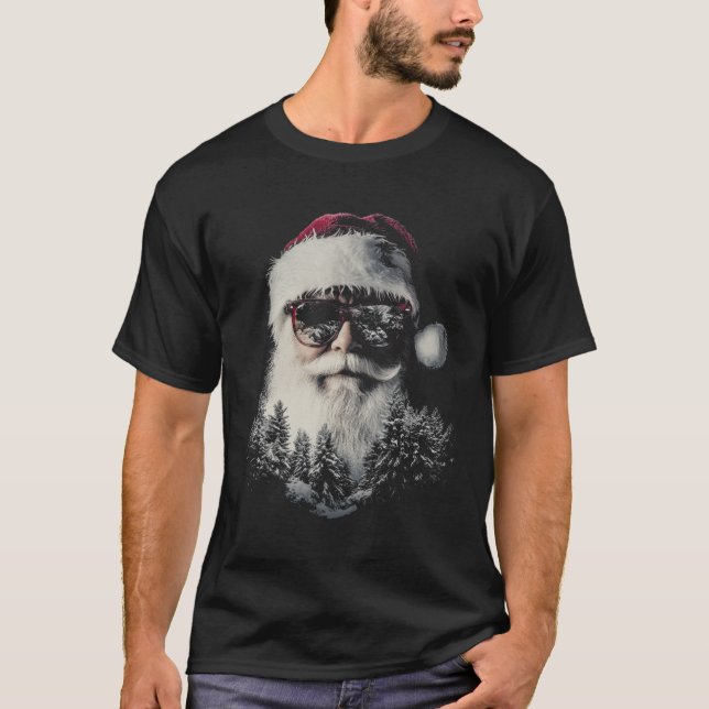 Christmas Santa Claus Graphic X-mas Sungles Holida T-Shirt (Front)