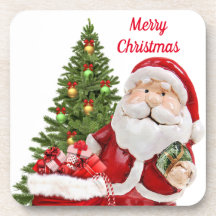 Christmas  Santa Claus Hard plastic coaster