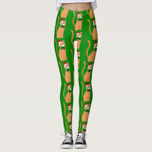 christmas santa claus hat orange cat leggings